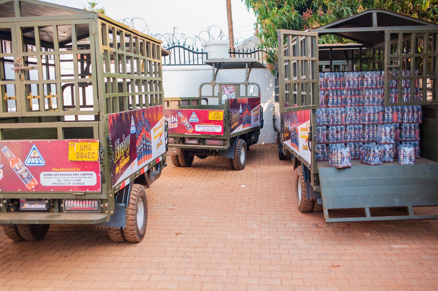 Isimbi Beverages branded delivery vehicles ready for dispatch