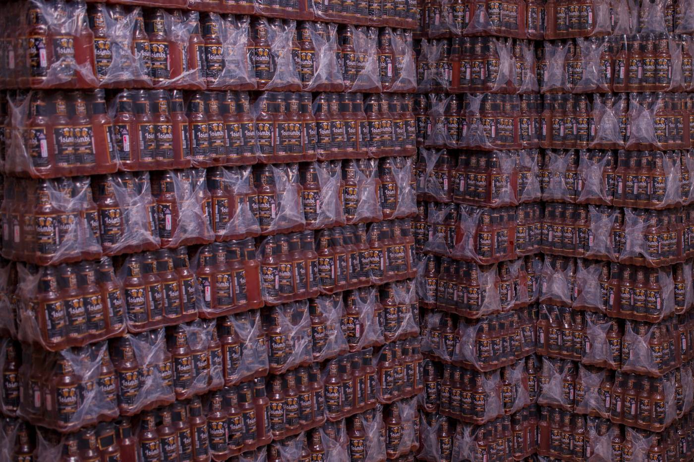 Wall-to-wall packed Isimbi stock in the company warehouse